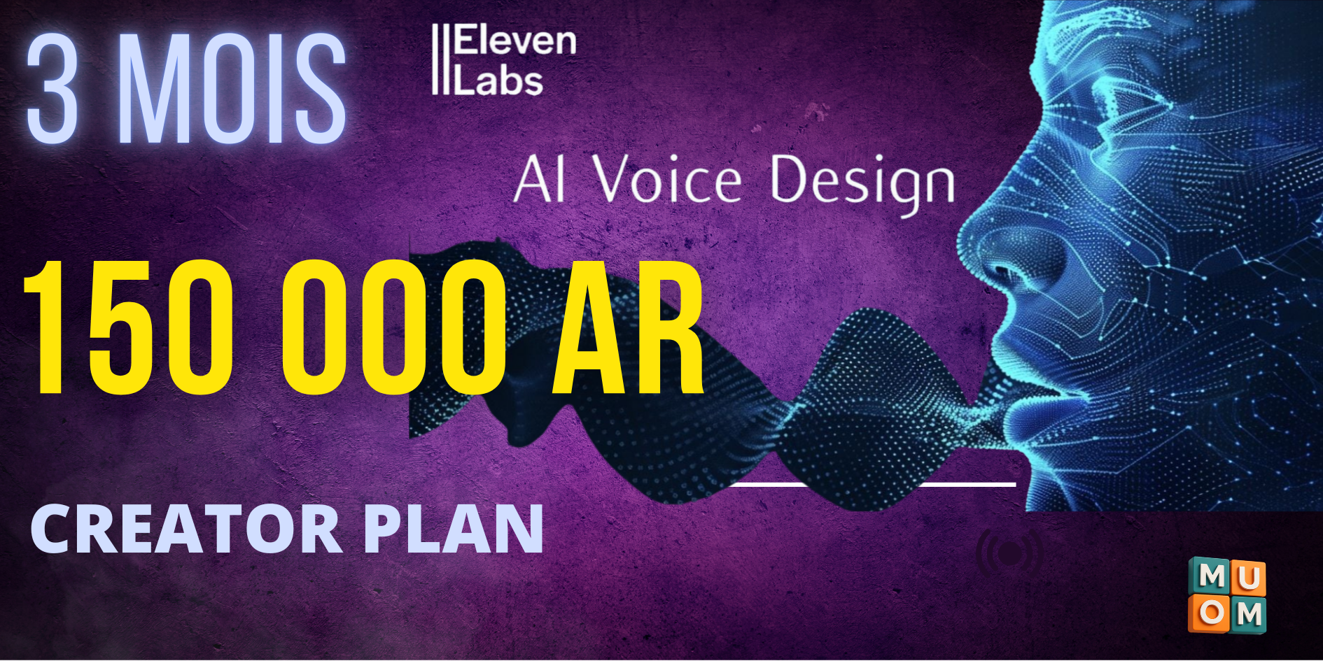 Elevenlabs Creator plan compte personnel offre pour 3 Mois