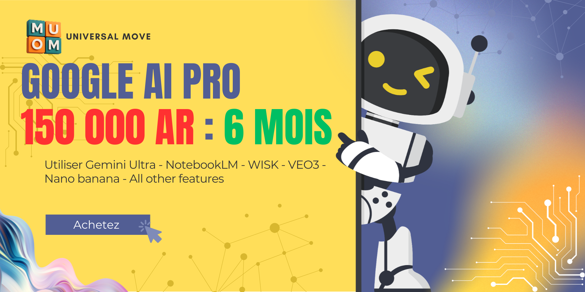 Google AI Pro - Gemini 3 Pro - NotebookLM - Wisk - VEO 3 - Canvas - Activation sur votre compte personnel